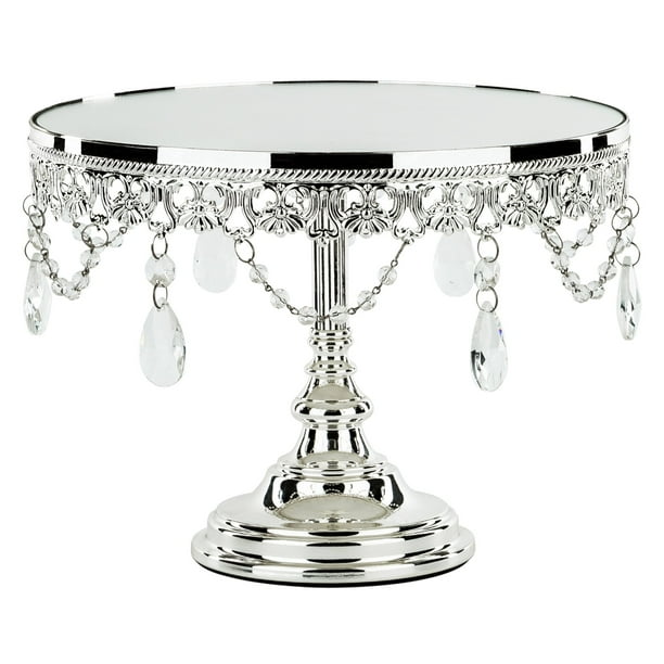 New Silver Stainless Steel Mirror Top Cake Stand